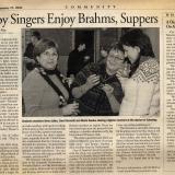 Happy singers enjoy Brahms, Suppers